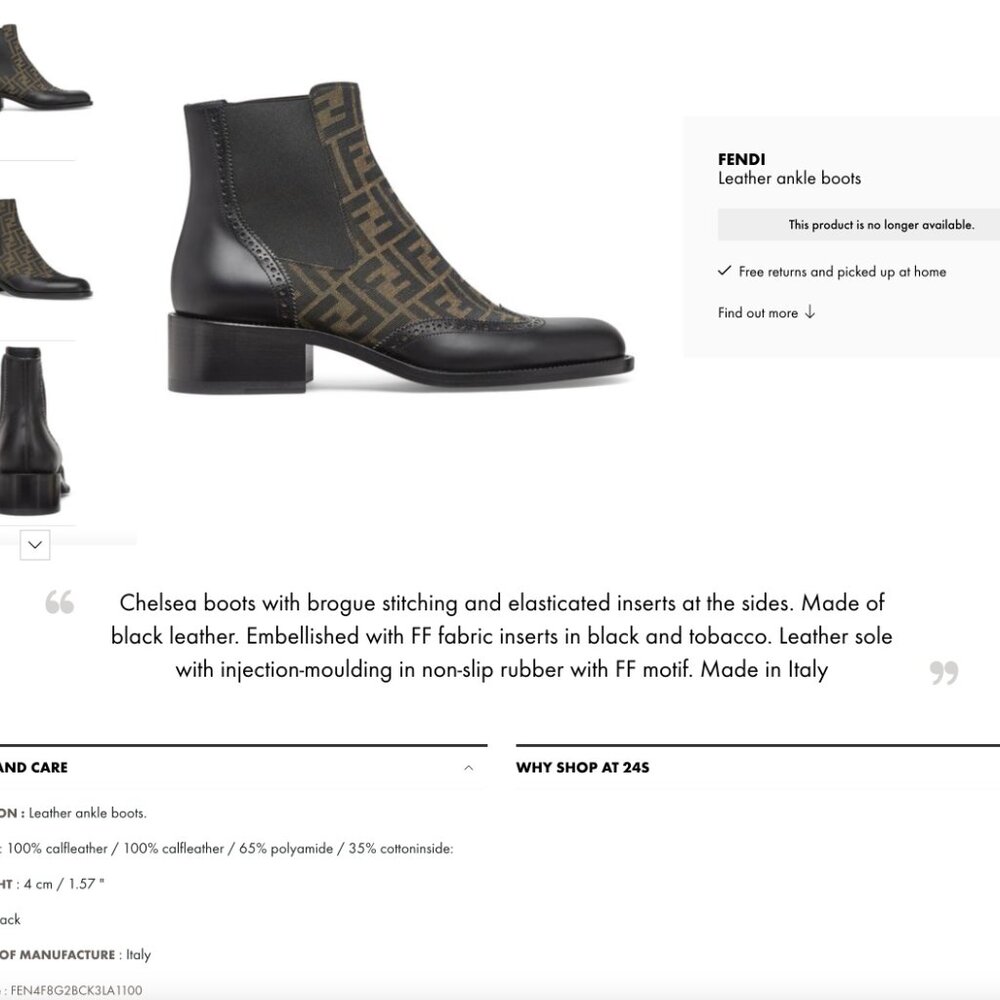 Fendi Leather Wingtip Chelsea Ankle Boots - Picture 4 of 5